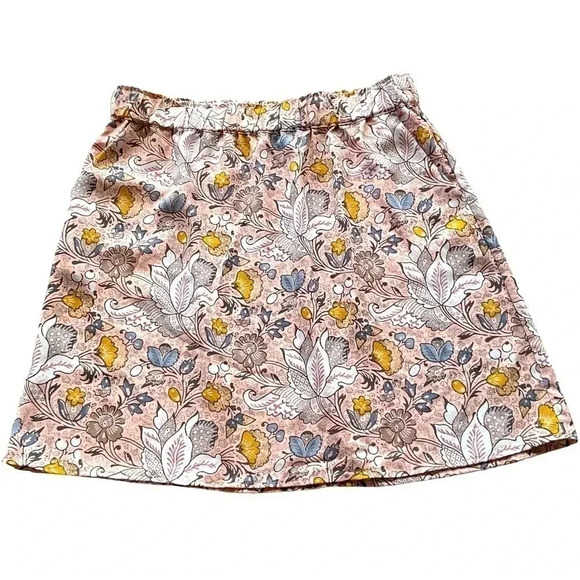 LOFT Anne Taylor Pink Floral Skirt with Pockets and Elastic Waistband- Size L - Picture 1 of 8